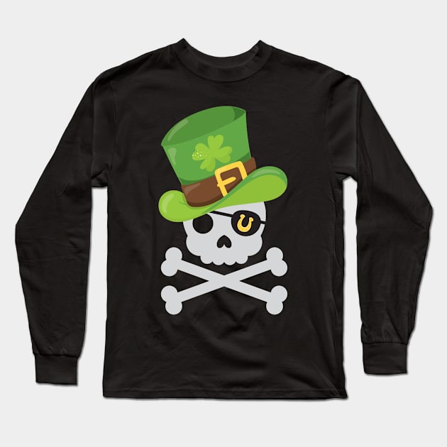 Irish Pirate St. Patrick's Day Long Sleeve T-Shirt by 4Craig